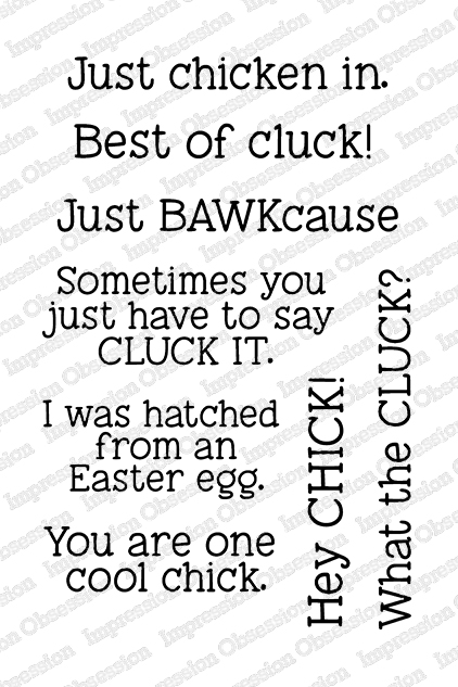 Impression Obsession IO Stamps Chicken Sayings Clear Cling Stamp
